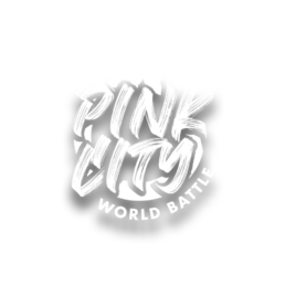 Logo Blanc de la compétition originale de breakdance Pink City World Battle Toulouse